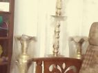 Old Oil Lamp with Two Flower Vase