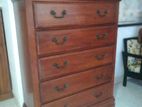 Old Handmade Solid Wood 5 Drawer