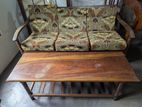 Old Solid Teak Sofa Set 3+1+1 with Coffee Table