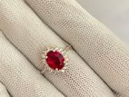 925 Sterling Silver Ring with Red CZ Stone