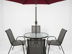 Outdoor Garden Set Table +4 Chair+Umbrella