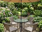 Outdoor Garden Set Table+4 Chair+Umbrella