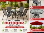 outdoor table set with umbrella