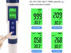 Ph Meter TDS / EC /Salt Thermometer 5 in1 water tester USA Technology.