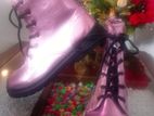 Pink Metallic Wide Fit Chunky Lace up Ankle Boot