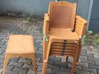 Plastic Chair 6 with Stool 1 Set