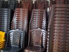 Plastic chairs black & maroon""