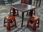 Plastic Dining Table with 4 Stools