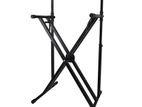 Portable 2 Tier Doubled Heavy Duty Metal Keyboard & Piano Stand - Black