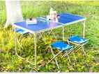 Portable Foldable Table with 4 Stools