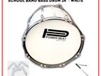 Power Beat Senior Marching School Band Bass Drum 24'' X 14'' - White