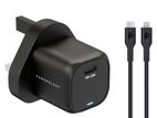 Powerology 33W GaN PD Charger with Type-C to Lightning Cable