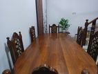 Premium Teak Wood 6-Seater Oval Dining Table with Cushioned Chairs