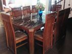 Teak Wood 8-Seater Dining Table with Glass Top