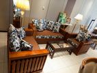 Premium Wooden Sofa Set 3+2+1+ Glass Top Coffee Table (4#)