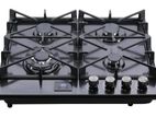 Prestige Timer Cooker Hob 4 Burner Black Stainless Steel