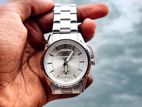 Superior Silver Sunburst Chrono Watch
