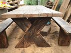 Railway Timber Rustic 9 ft Table Set