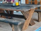 Railway timber rustic table set