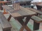 RAILWAY TIMBER RUSTIC TABLE SET
