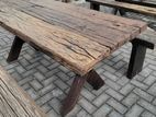 Railway Timber Rustic Table with benches