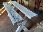 railway timber white table set