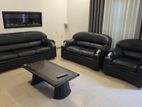 Recently Refurbished Black Leather Sofa Set (3+2+1)
