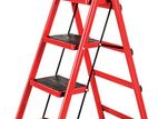 Red 4-Step Ladder, Iron Multi-Purpose Ladders Wide Platform