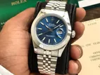 Rolex Date Just 41 Stainless Steel Silver Tone Blue Dial Swiss ETA