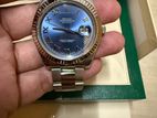 Rolex Datejust 41mm, White gold bezel, Blue dial