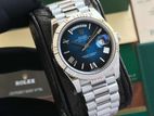 Rolex Day Date 41 Siver Blue Ambre Dial Swiss ETA Automatic Men’s Watch
