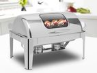 Roller Top Buffet Chafing Dish With Glass
