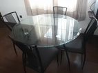 Round Glass Table with 4 chairs