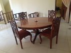 Round Teak Dining Table 5 Chairs