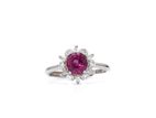 Ruby Color Garnet Silver Ring