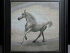 Running White Horse Finished Cross Stitch