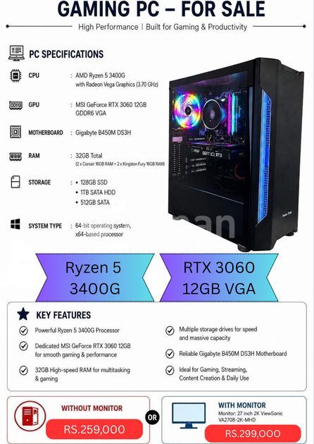vga 3400g gaming pc