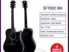 SAGA SF700CBK 41 Dreadnaught Cutaway Black Acoustic Guitar