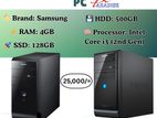 Samsung i3 2gen PC 128 GB SSD 500GB HDD 4GB RAM