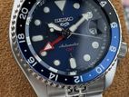 Seiko 5 Watch GMT Automatic Black and Blue Bezel SSK003K1