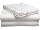 Self Striped Egyptian Cotton Flat Fitted Sheet With 2 x Pillow Cases