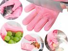 Silicone Hand Gloves Dish wash Safety glove - අත් -පිඟන් සේදීම අත්වැසුම්