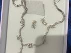 Silver Necklace with Pearl Earrings
