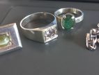 3 Silver Gem rings