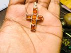 Silver Cross with Hassanite Garnet Gem Stone