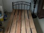 Single Metal Bed Frame with Wooden Slats