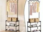 Single Row Balcony Coat Steel pipe & Plastic Connectors Rack - Black