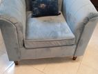 Single Seater Sofa Light Blue Velvet Fabric