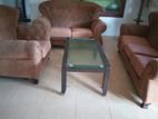 Sofa Set With Glass Stool