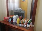 Solid Jak Wood Dressing Table with Large Carved Mirror